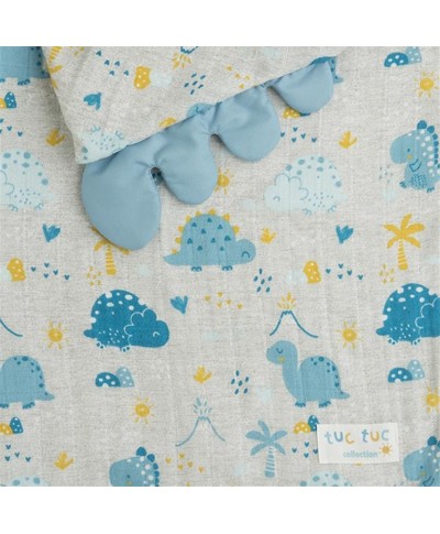 Capa de baño muselina para bebé en bambú dinos azul de Tuc Tuc