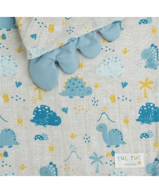 Capa de baño muselina para bebé en bambú dinos azul de Tuc Tuc